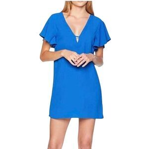 Jack BB Dakota Dress Women's Size XS True Blue Mini Shift V-Neck